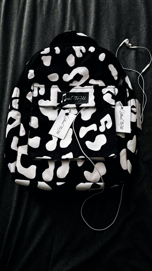 “Black music print“ bookbag