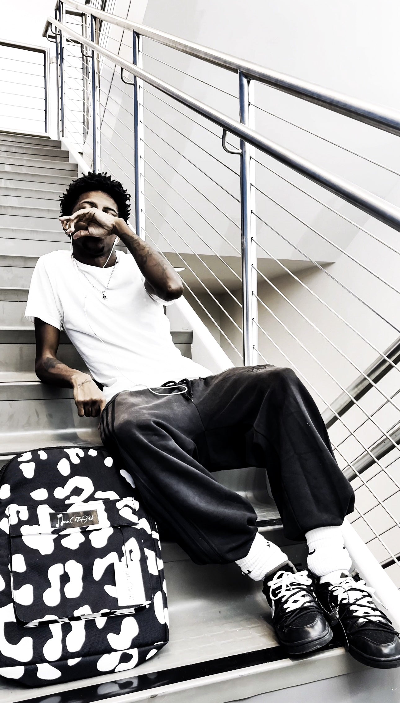 “Black music print“ bookbag