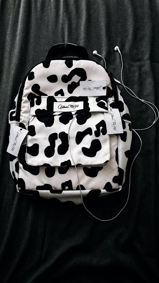 “White music print” bookbags