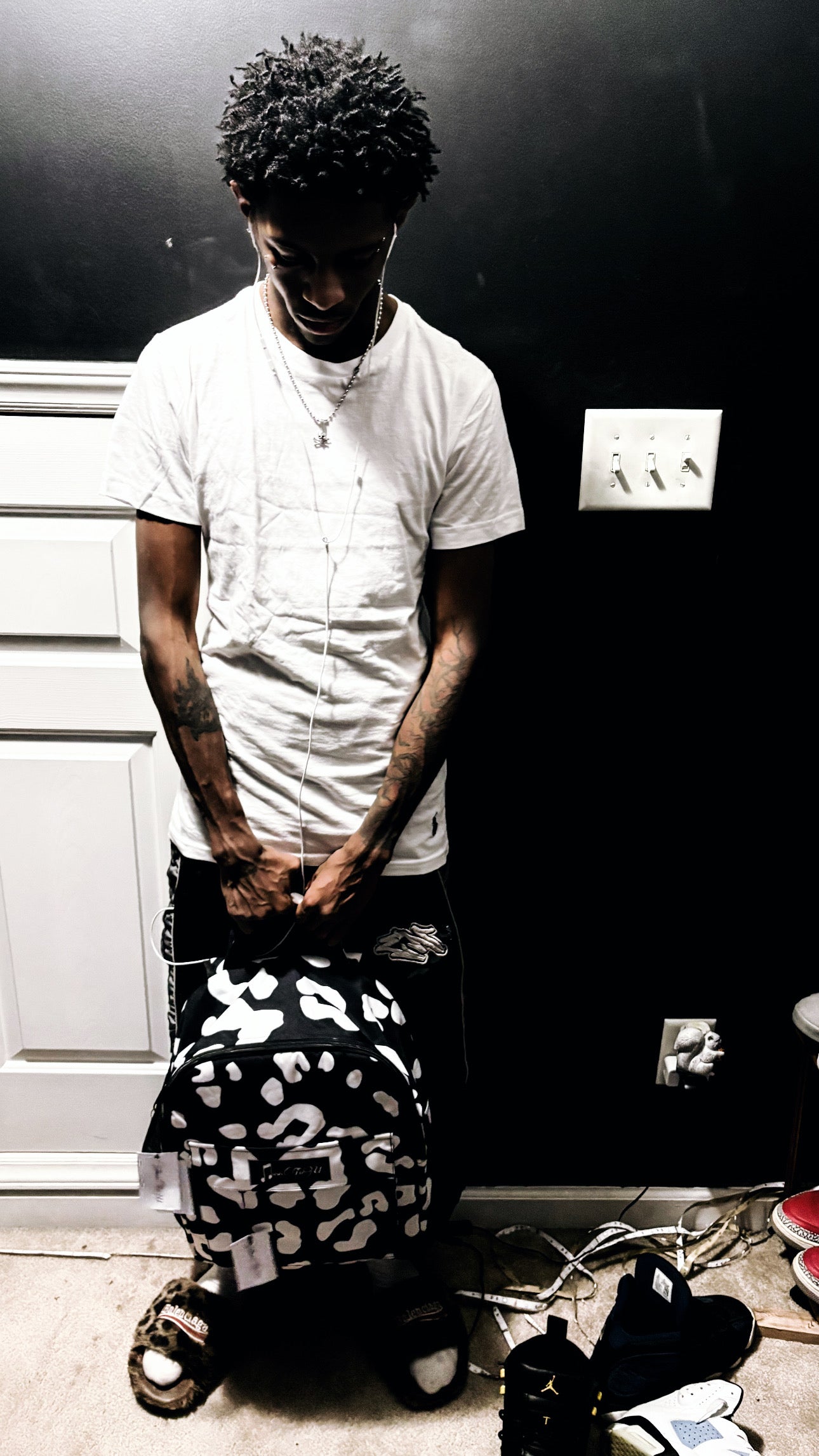 “Black music print“ bookbag